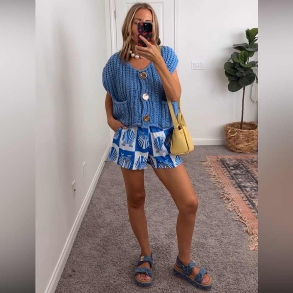 Blue crochet sweater vest